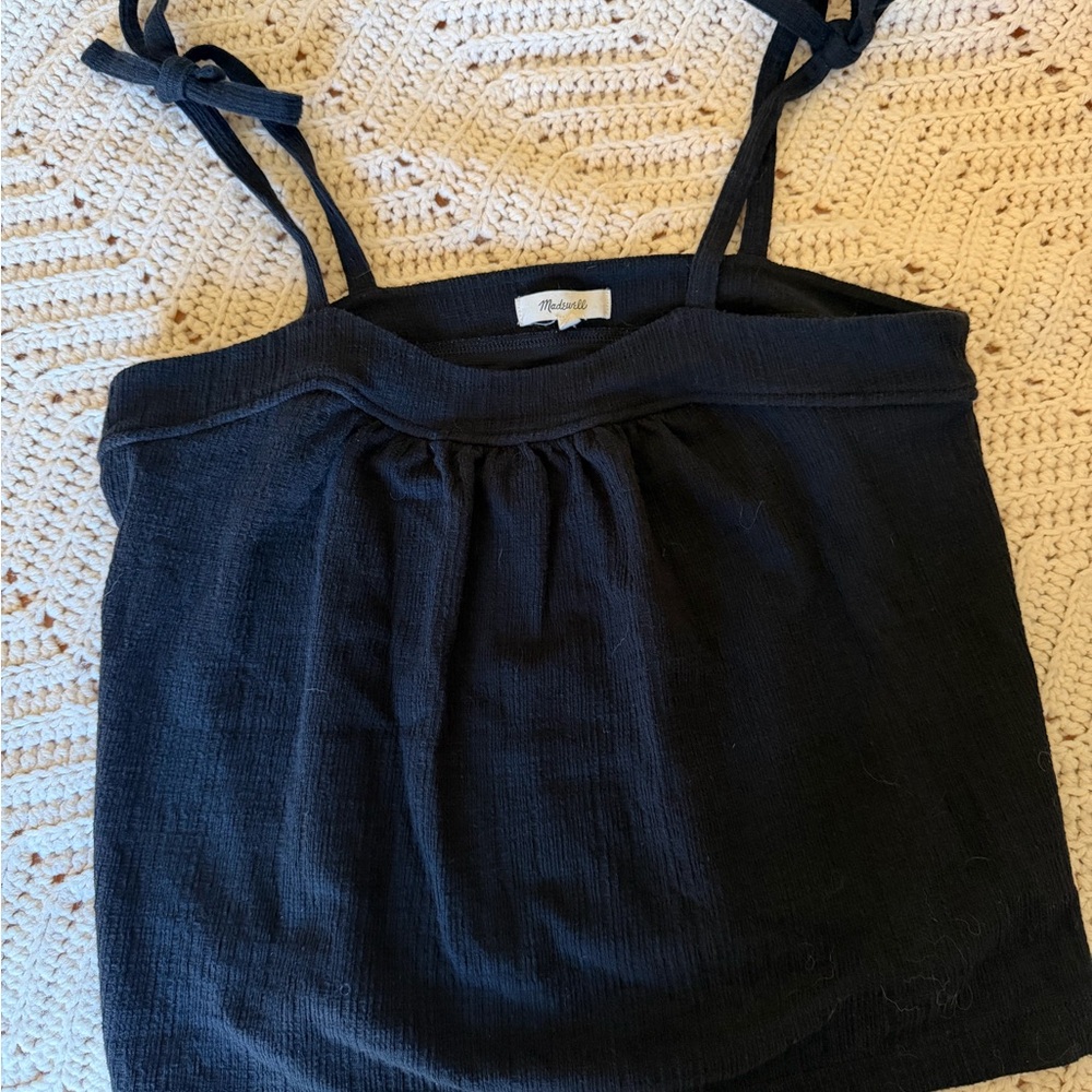 Madewell Black Tie-Strap Textured Camisole